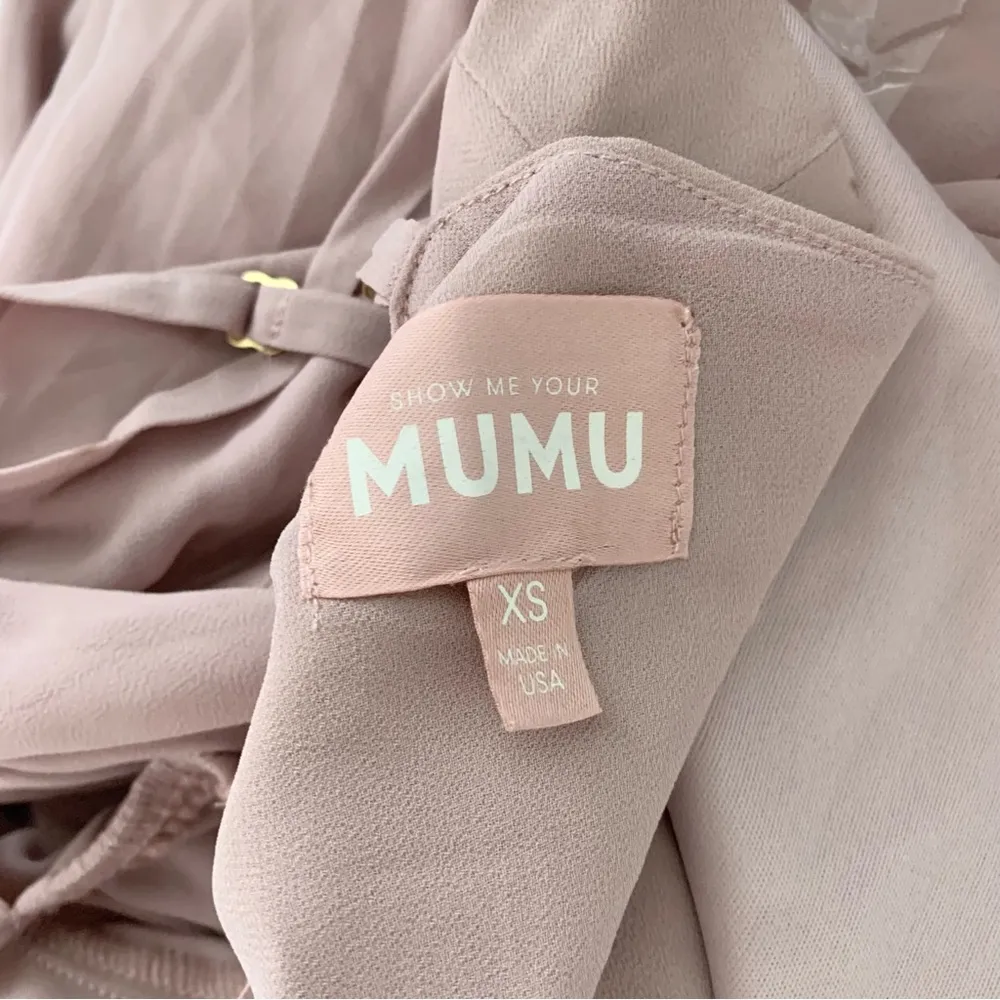 Show Me Your MuMu Lauren Tie Maxi Dress Neutral Mauve Chiffon Pink - Image 6