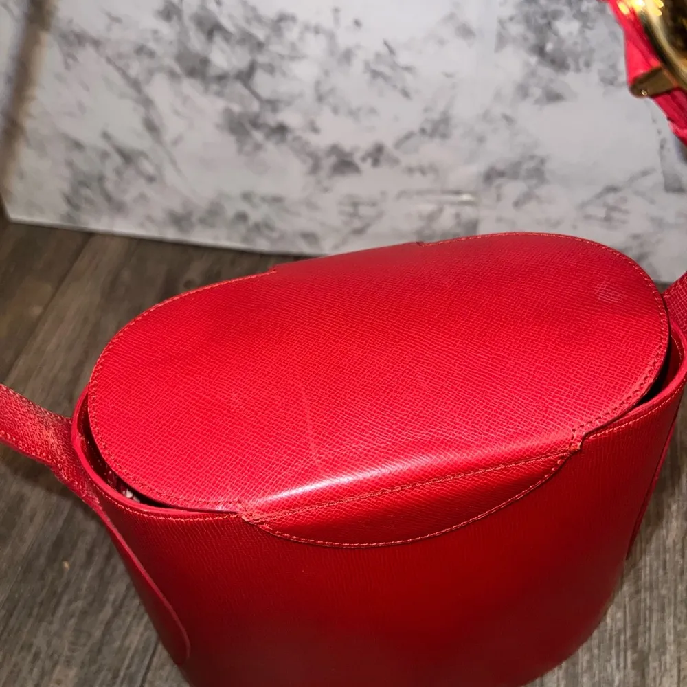 Vintage Extremely Rare Vintage Christian Dior Red Pebble Leather Tote Excellent - Image 8