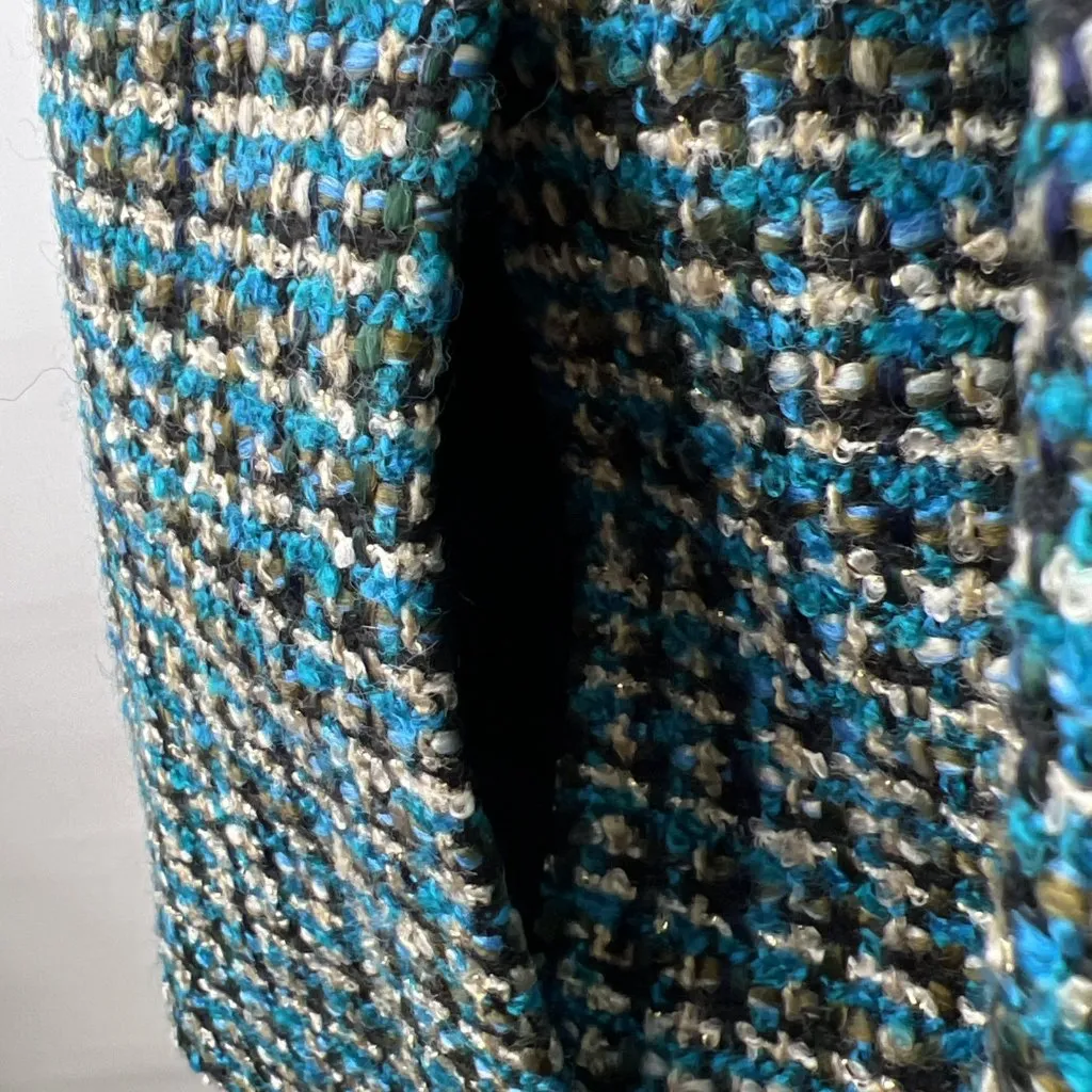 Dana Buchman Size 14P Boucle Tweed Blazer Teal Black Tweed Petite Wool Blend - Image 5