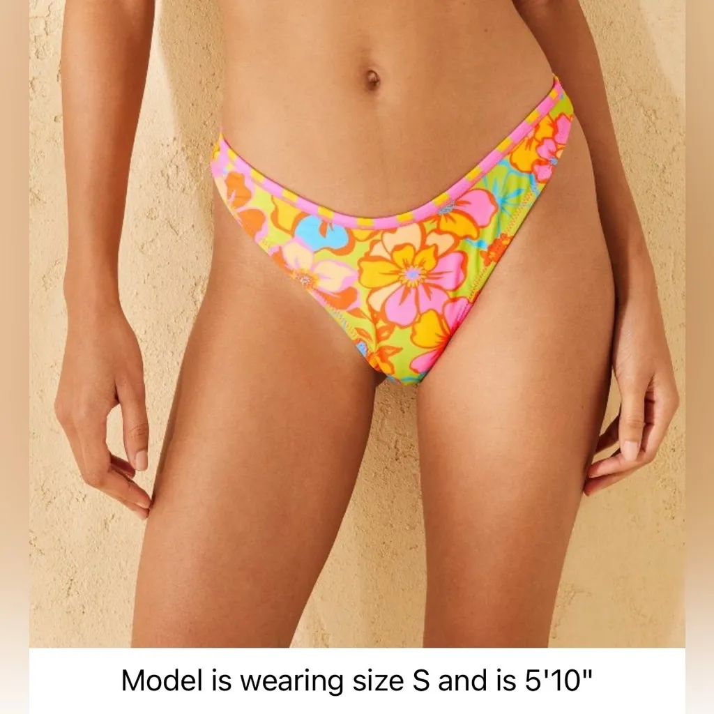 Women's Low-Rise Ultra High Leg Super Cheeky Bikini Bottom Multi Floral Print XL - Image 2