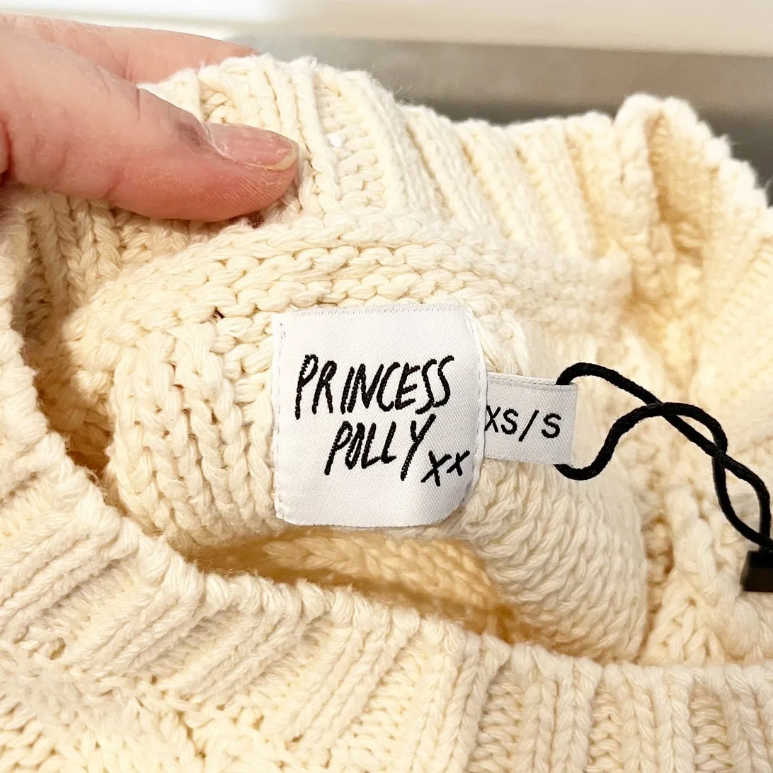 Princess Polly Carey Cable Knit Chunky Sweater Vest Cream XS / S - Image 3
