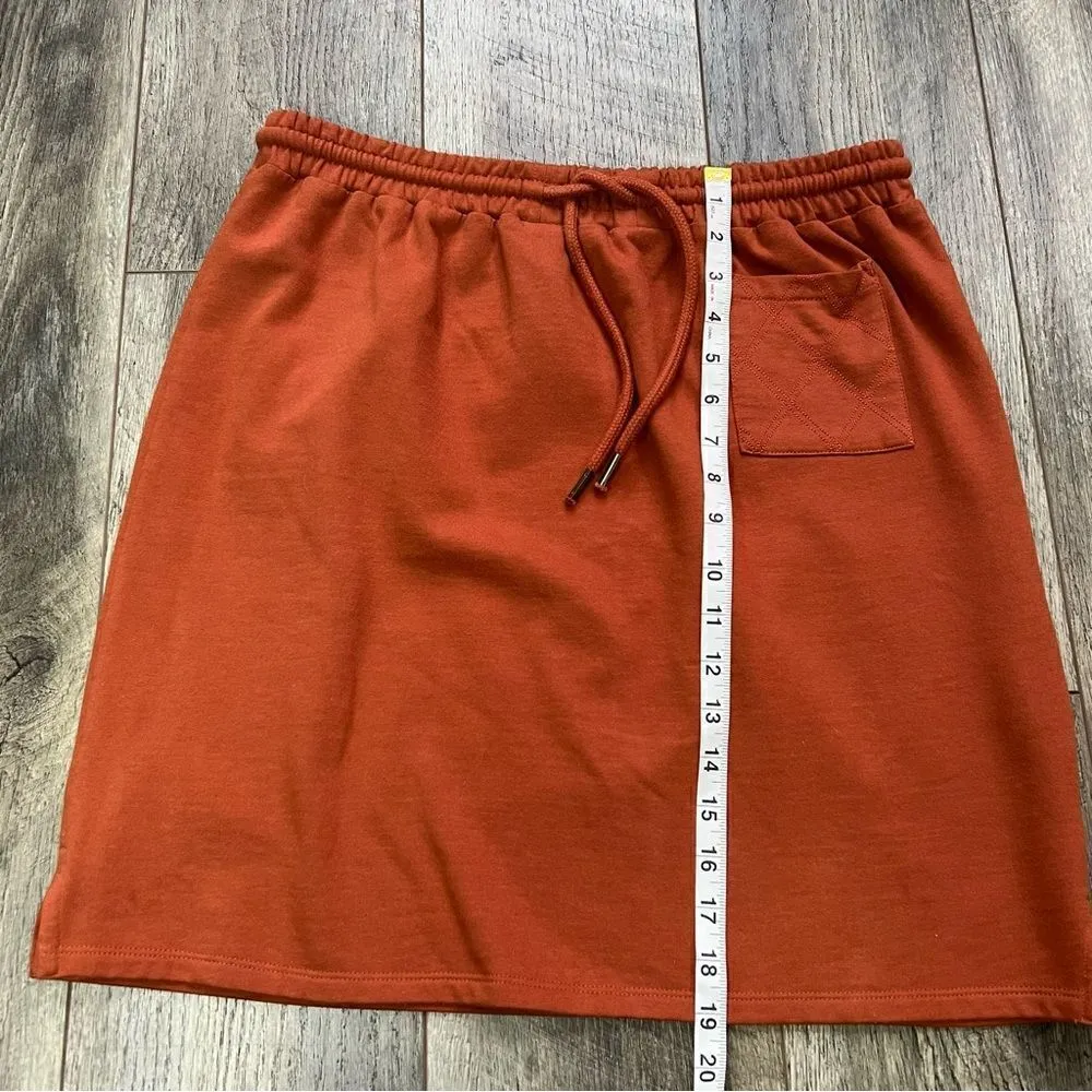 People Tree UK Rust Organic Cotton Pull On Skirt Size 10 Orange - Image 5