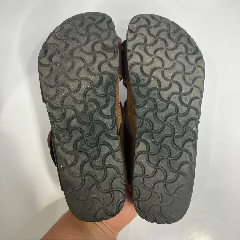 Birkenstock’s Birki’s brown criss‎ cross slides sandals size 36 ladies size 5 - Image 9