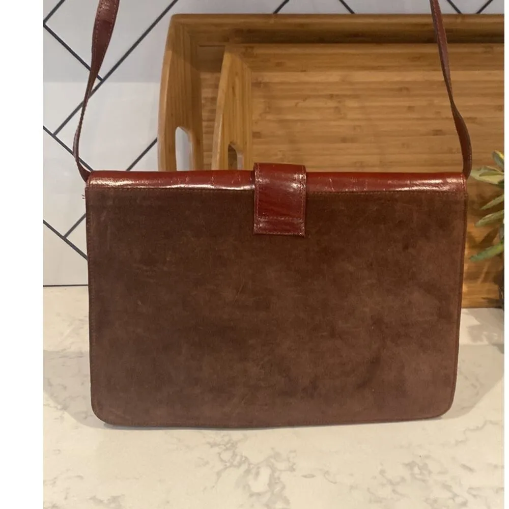 Vintage Nordstrom suede leather shoulder bag clutch classy western chic Brown - Image 3