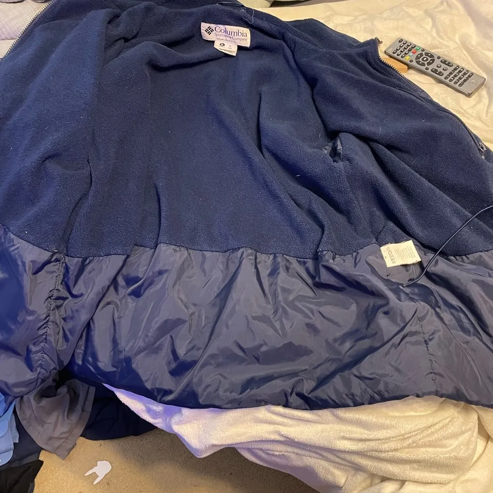 Columbia Womens XL Navy Jacket Cinched Waist Fleece Lining - Image 7