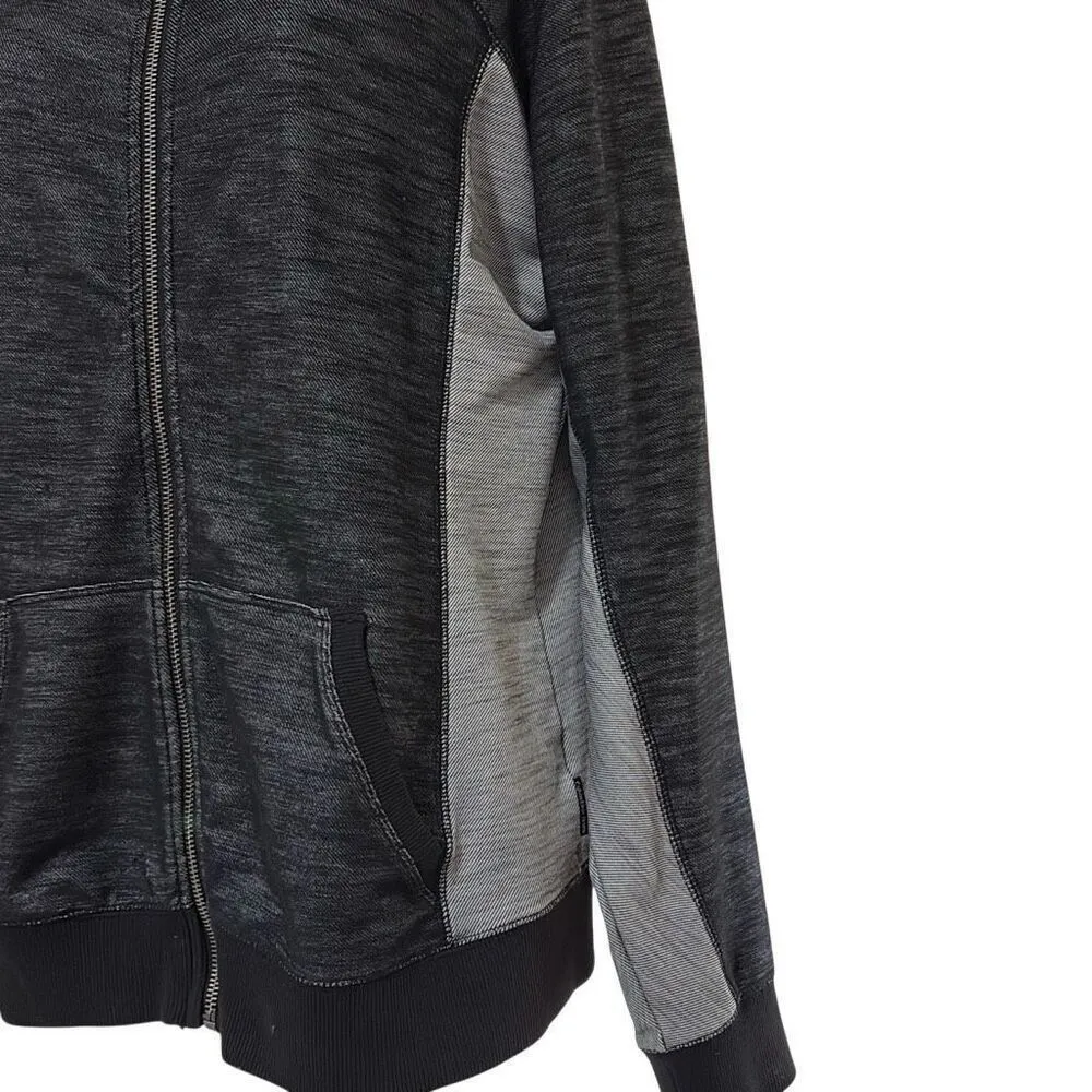 Calvin Klein Jeans Large Black Gray Hoodie Full Zip Kangaroo Pocket Jacket - Image 4