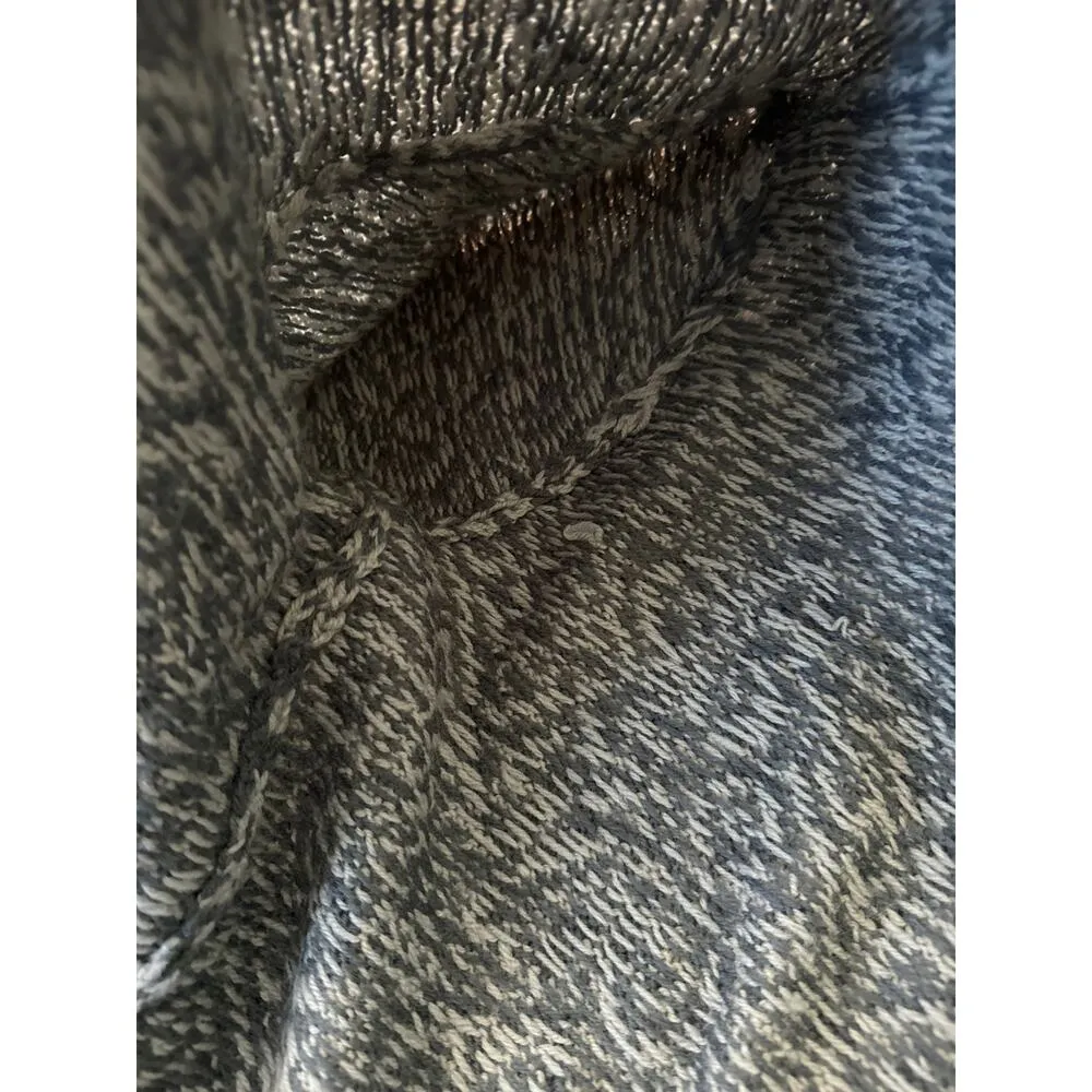 Vintage OOAK hand knit open front cardigan in gray & cream medium - Image 13