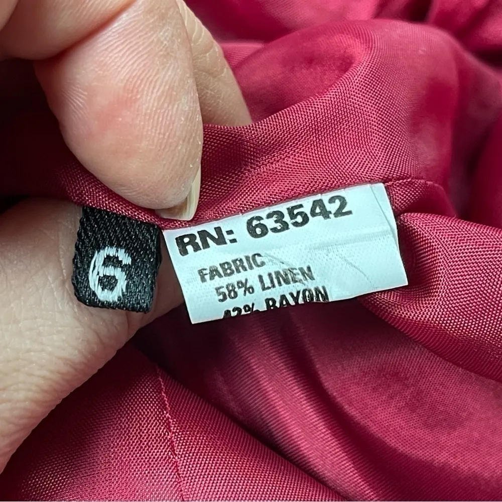 Vintage Y2K Giorgio Sant'Angelo Collectable Gold Red Linen blazer Red Size 6 - Image 10