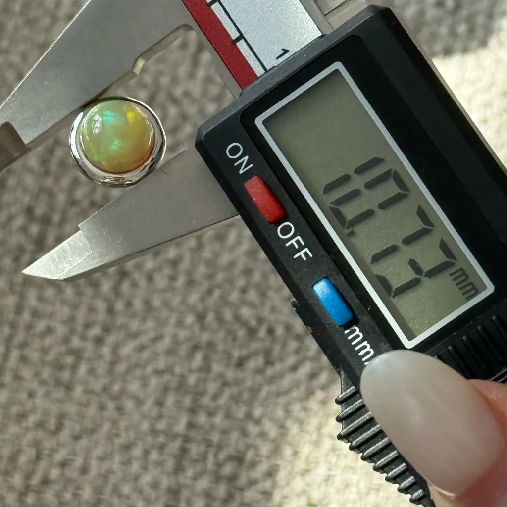 Brand New Natural Opal 9K Solid White Gold Sphere Bezel Settings Earrings/Studs Orange - Image 8