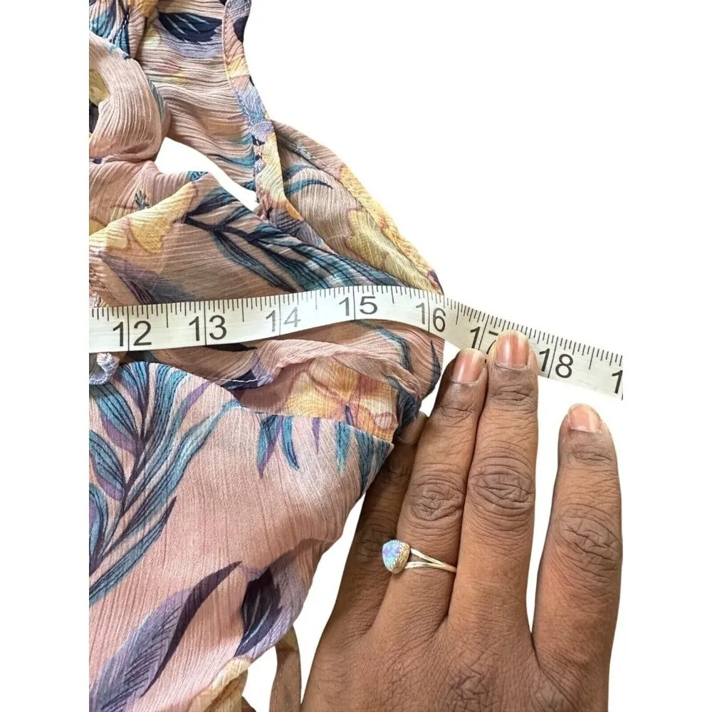 Floral Ruffle Multi Layer Tiered Dress Open Back & Tie Waist Coquette Fairy Sz S - Image 10