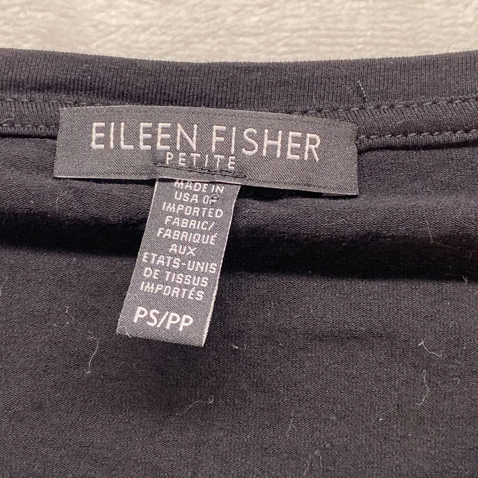 Eileen Fisher Petite‎ Black Dress 3/4 Sleeve Knit Casual Comfy PS-flaw - Image 2