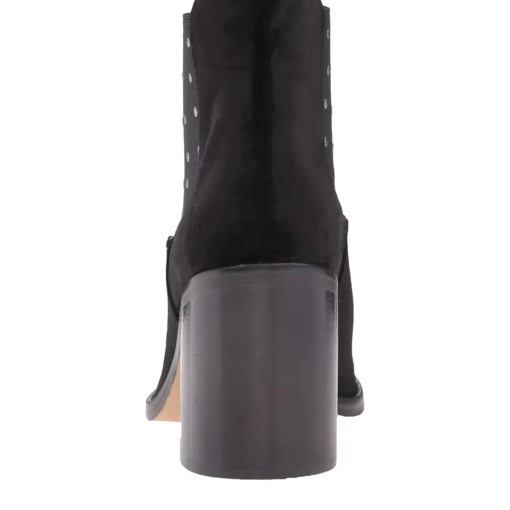 MUSSE & CLOUD BLACK VELVET SILVER STUDDED CHUNKY HEEL ANKLE BOOTIES SIZE… - Image 3