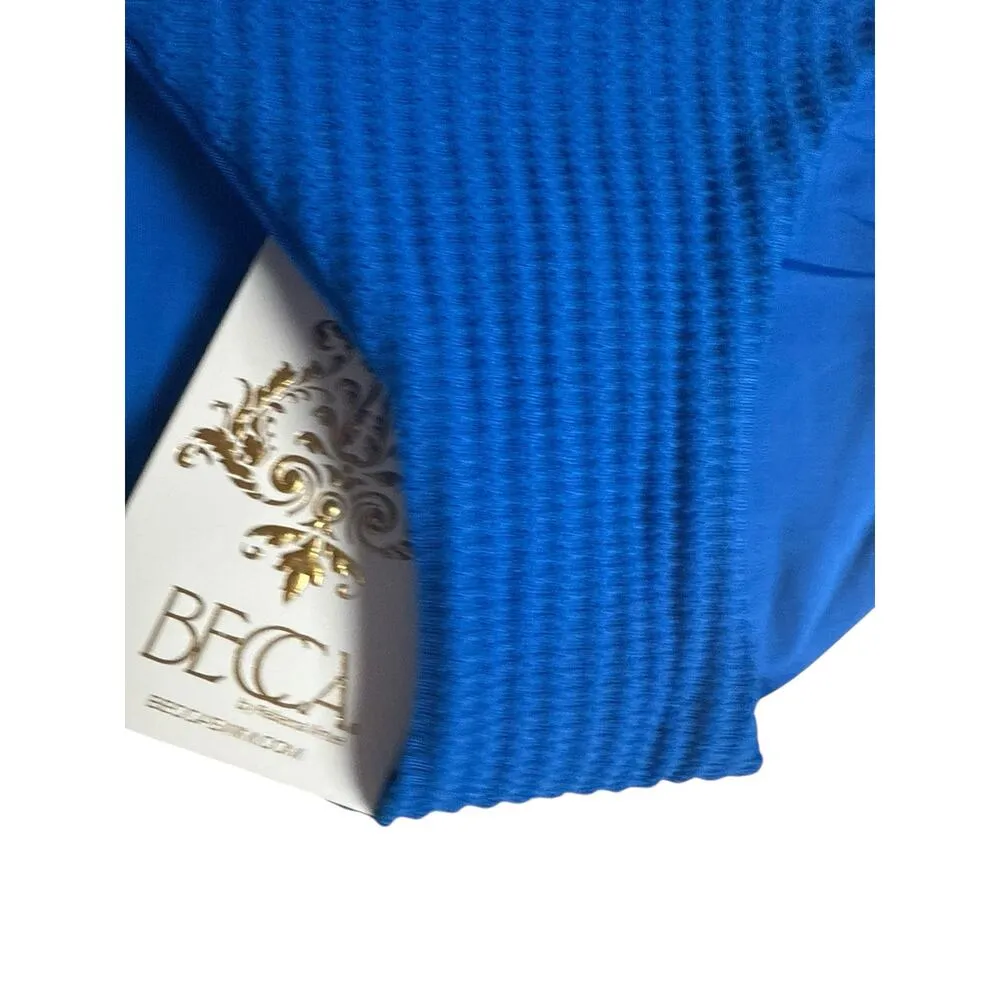 BECCA Blue Gracie O-Ring Sides Ribbed Hipster Bikini Swimsuit Bottoms Size Large - Image 6