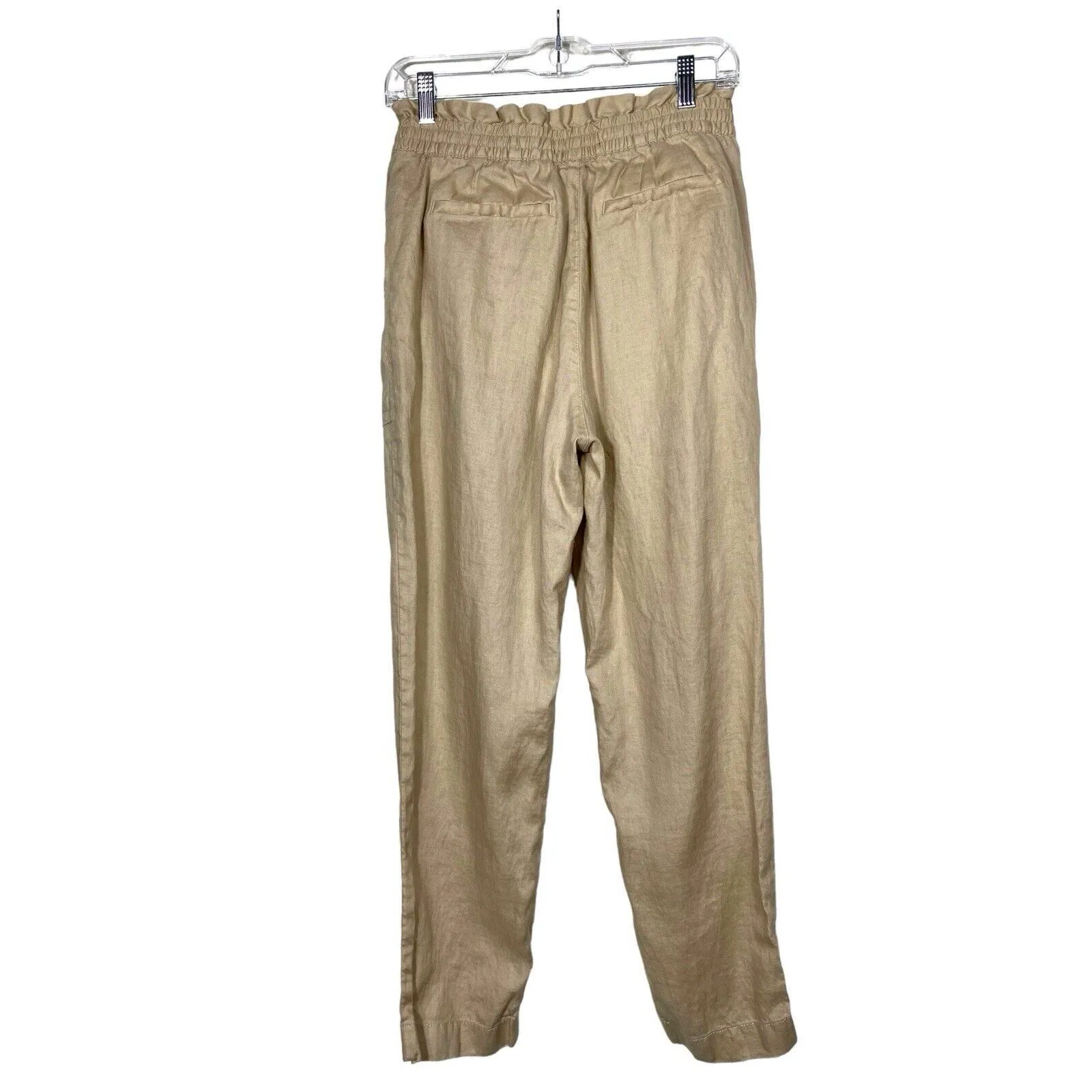 Lauren Ralph Lauren Tan Paperbag Pants 100% Linen Sz 6 Pull On Preppy Office‎ - Image 3