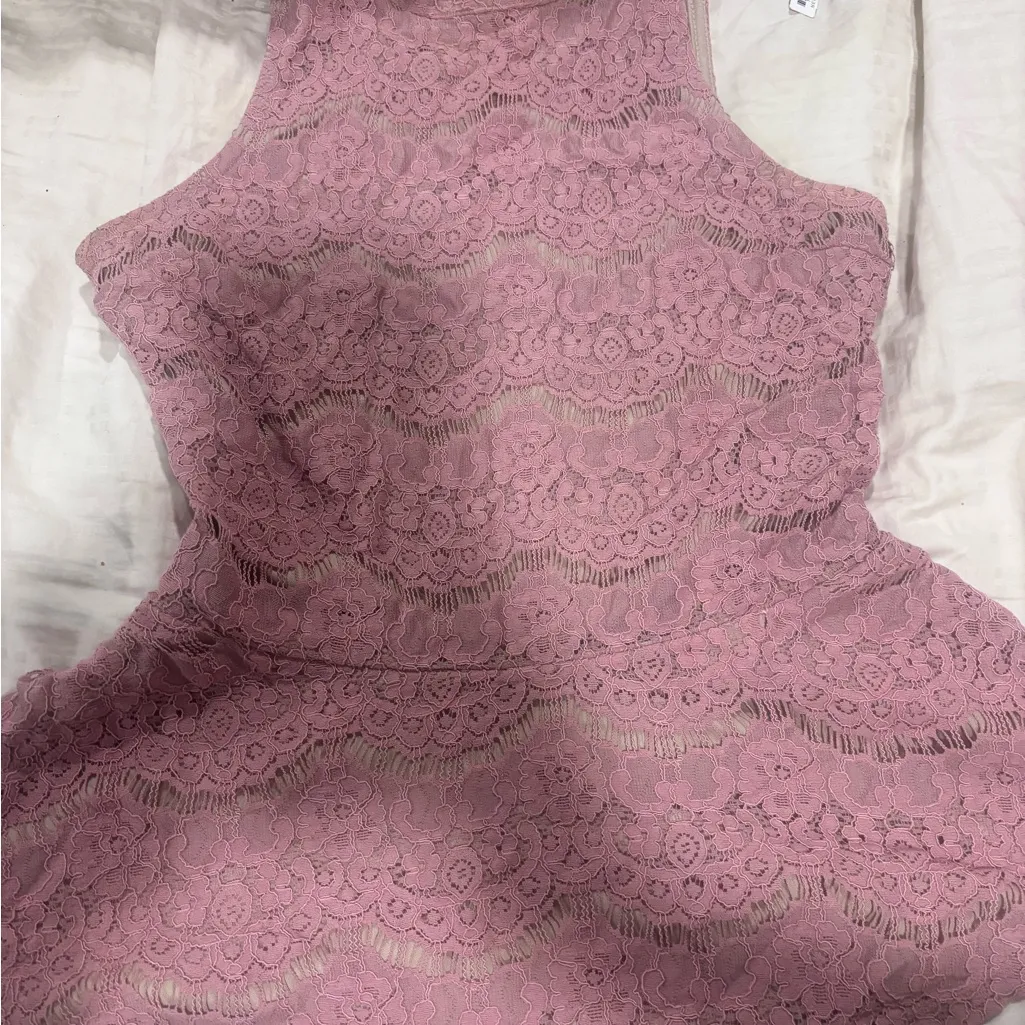 Love, Fire Mauve Lace Peplum Top + Scrunchie Pearl Satin Headband | Size S (Fits Pink - Image 13