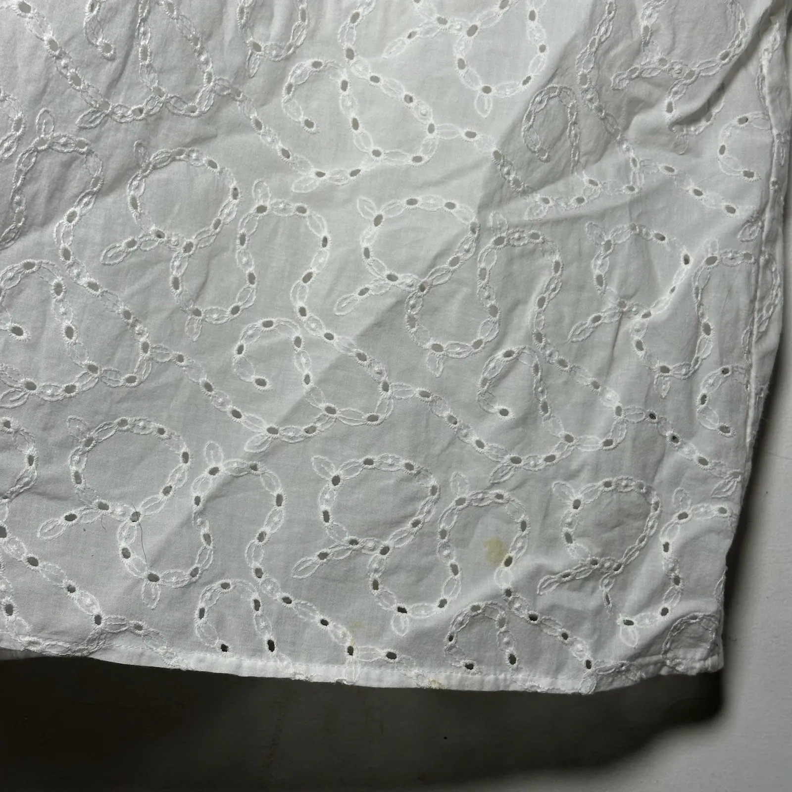 Other Stories Cotton Eyelet Peasant Blouse White US 12 Puff Sleeve V Neck - Image 8