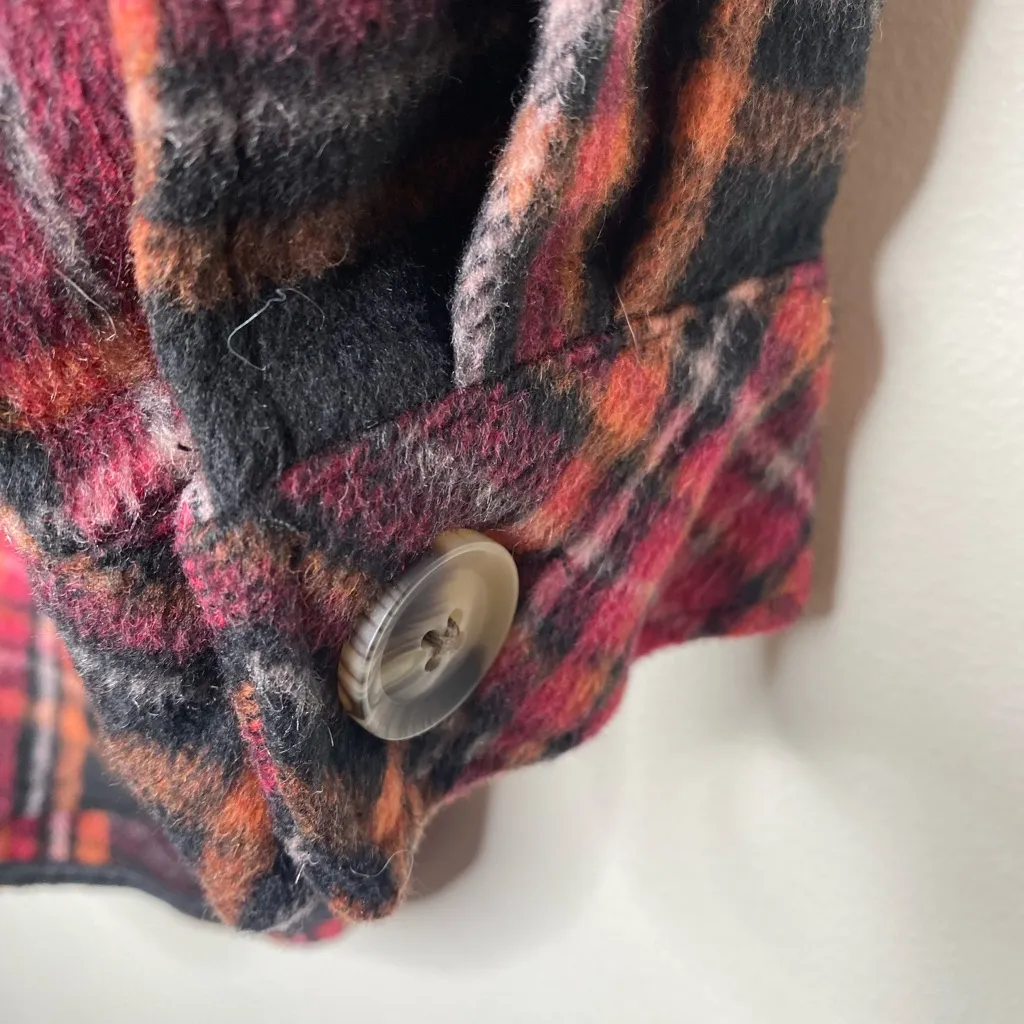 Wool Blend Oversized Plaid Shacket Jacket in XS - Image 10
