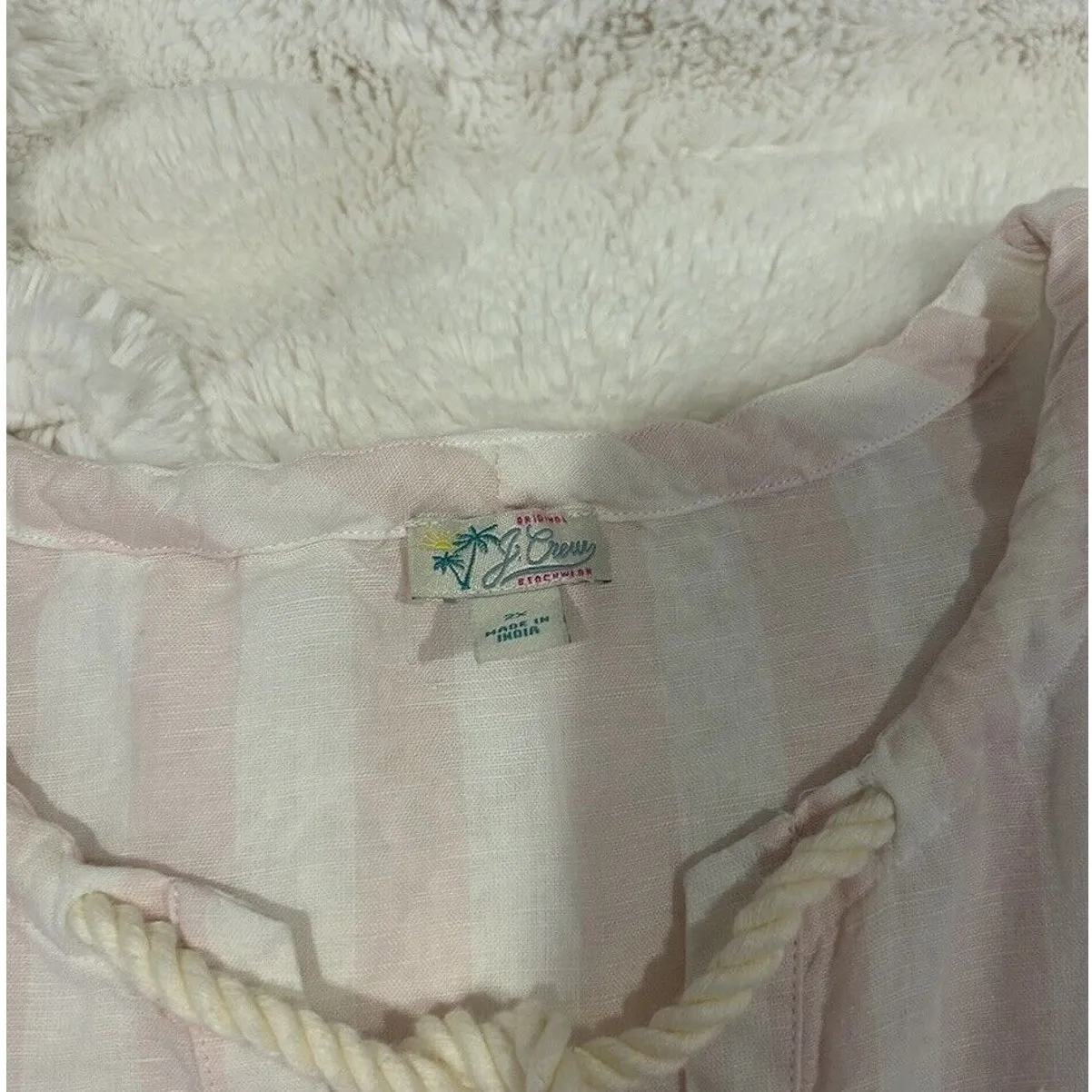 J Crew Womens Cotton Linen V‎ Neck Beach Tunic Pink Stripes 2XL Size XXL - Image 3