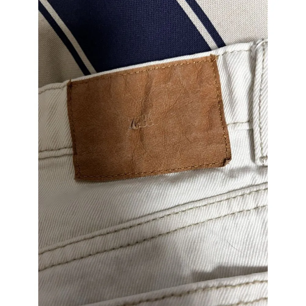 DHK Zara Jeans Women's Size 6 28 Off White Button Fly Straight Leg‎ Raw Hem - Image 7