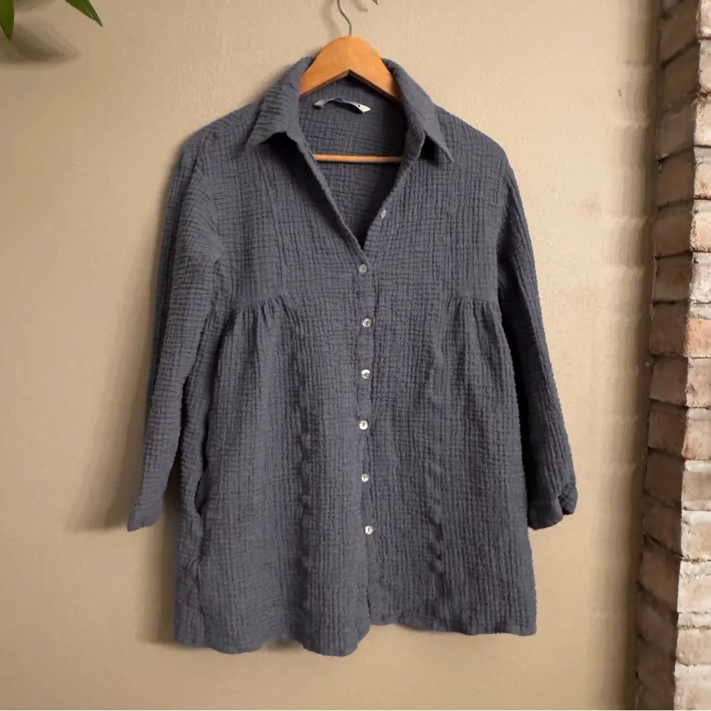 ZARA Crinkle Button-Up Shirt Dress - Image 3