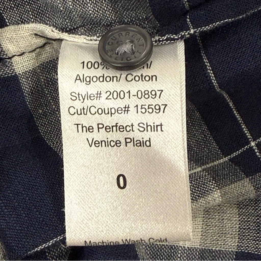 Current Elliott The Perfect Shirt 0 XS Venice Plaid Blue Western Country Concert - Image 10
