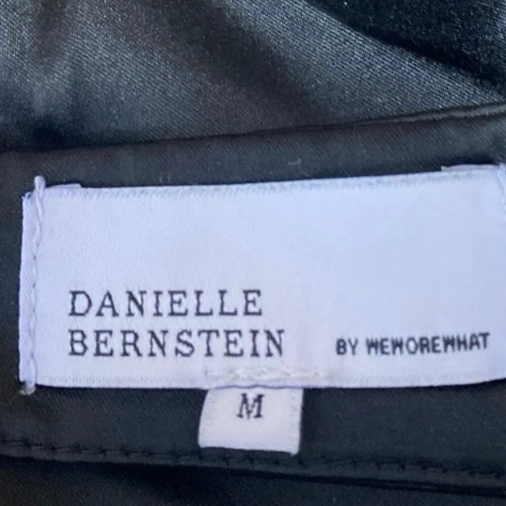 Danielle Bernstein Black Silky Satin Sleeveless Cami Bandeau Crop Tank Top Sz M - Image 3