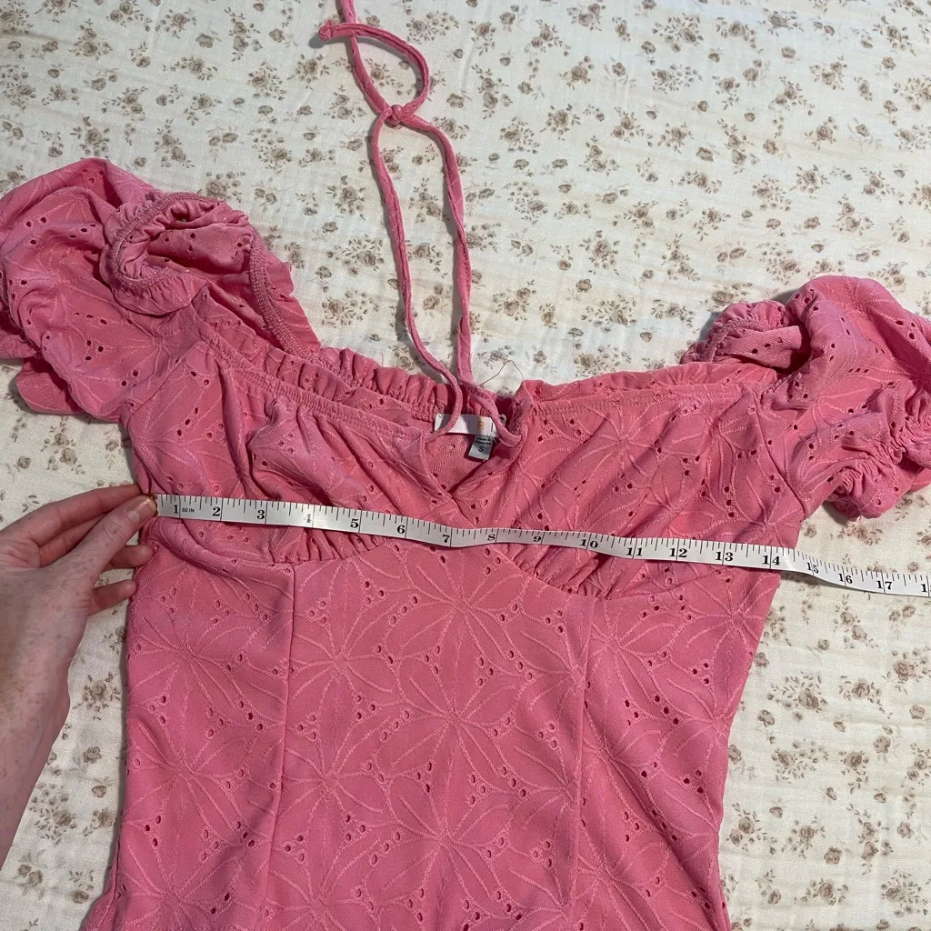 Pink Eyelet Puff Sleeve Top - Image 5