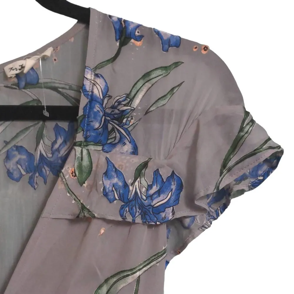 For Love & Lemons Womens Cleo Dress Multicolor Floral Ruffle Tier Slit Front XS - Image 5