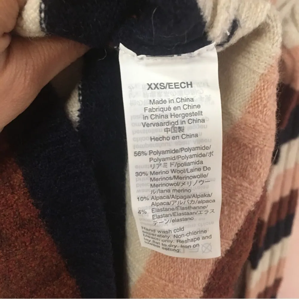 Madewell NWT Ribbed Brown/Pink/Cream/Navy Striped Mock Neck Sweater Size XXS - Image 5