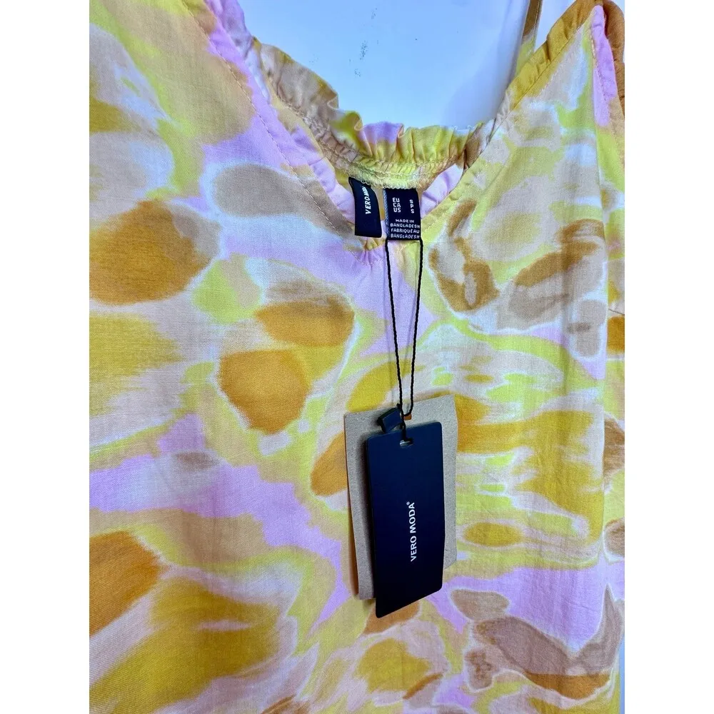 Title: JOA Tie Strap Cotton Minidress in Parfait Pink AOP JOLLY - New with Tags - Image 5