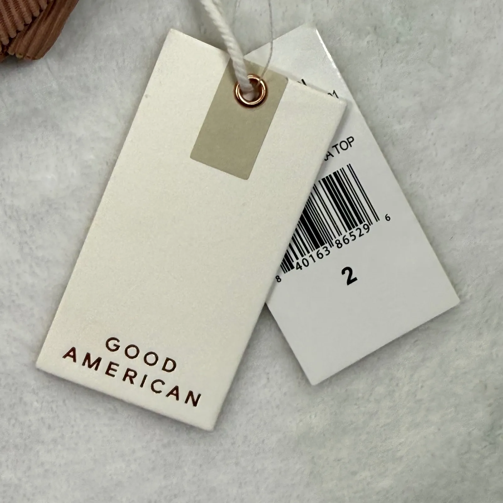 Good American Rib Show Off Bra‎ Top Bikini Top Desert Rose Size 2 - Image 3