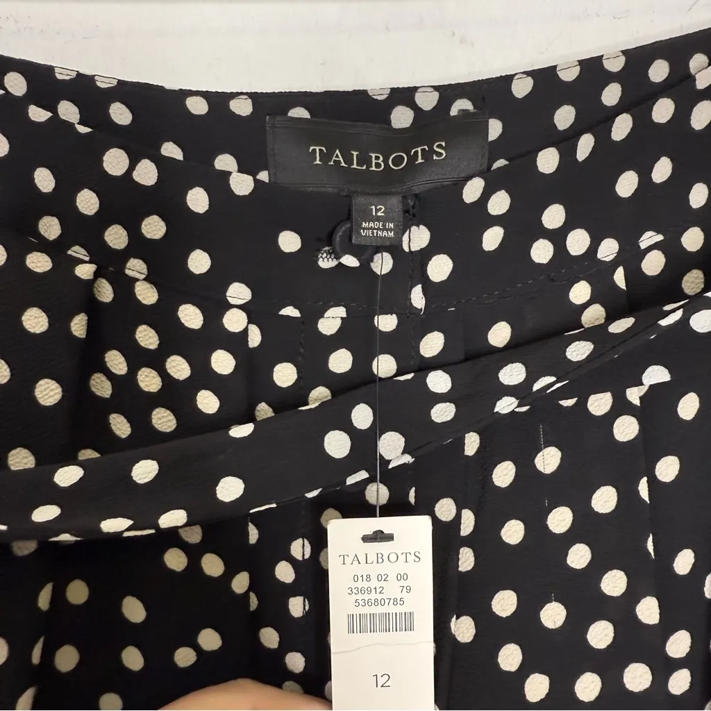 Talbots Black & White Dot Button Front Midi Skirt Size 12 - Image 5