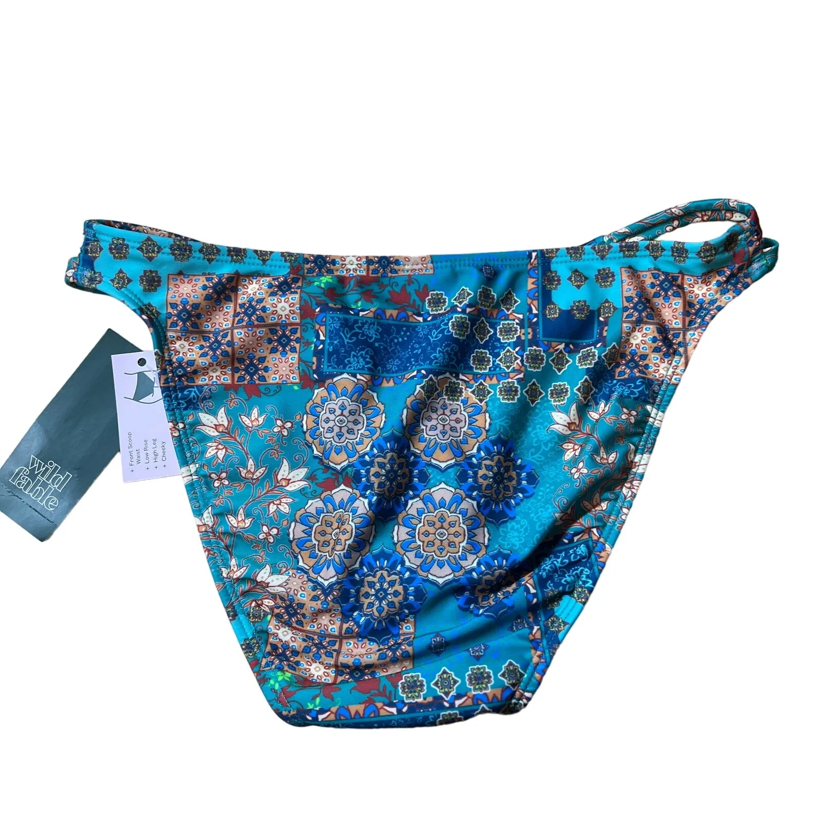 Wild Fable Women's Blue Patchwork Cheeky Bikini Bottom - Size XS - NWT - Image 6