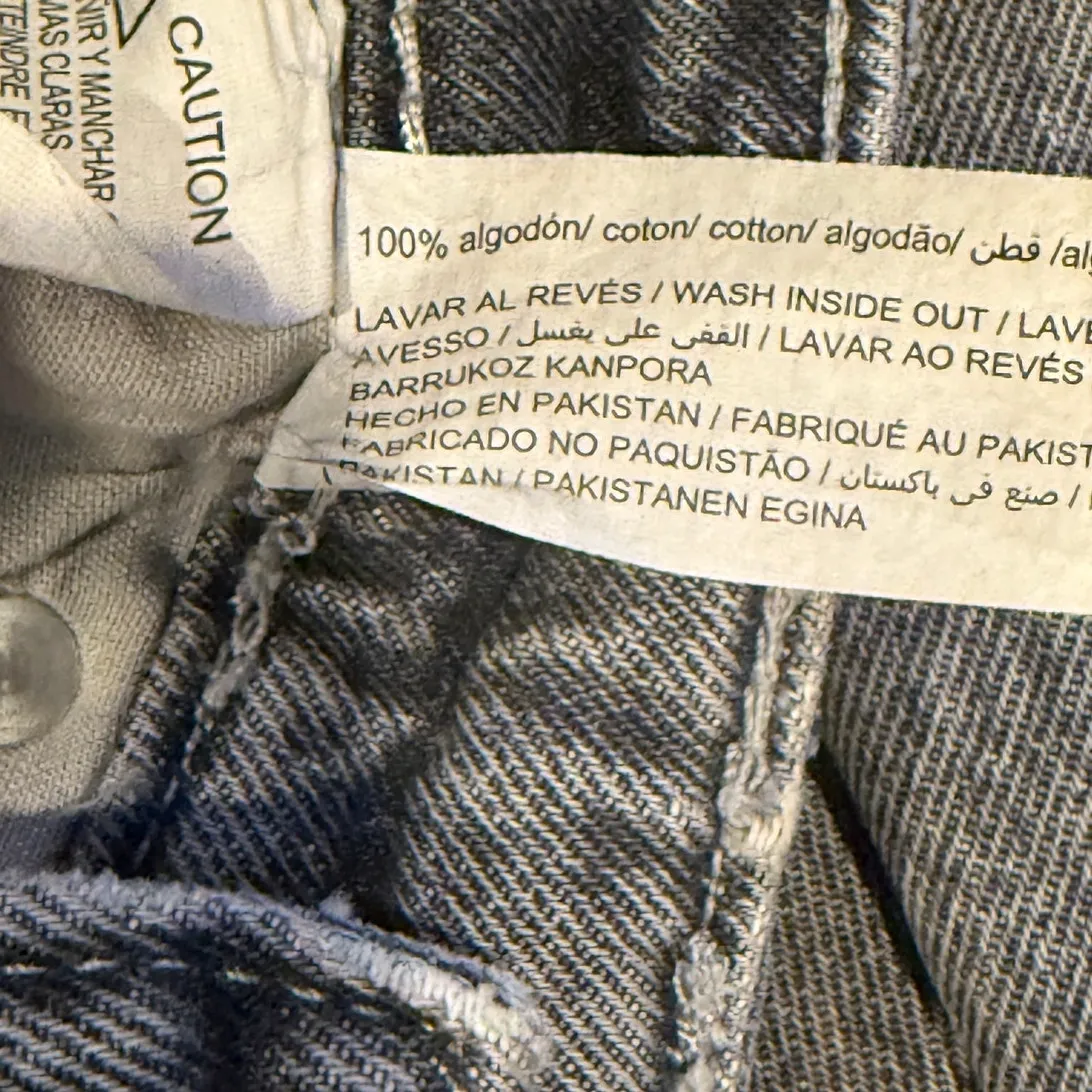 ZARA Wide Leg High Rise Vintage Distressed Cropped Jeans 2 Rinsed Black #3900 - Image 10