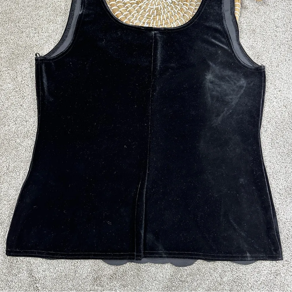 Metaphor Black Purple Sparkly Beaded Sequin Pattern Tank Top Velvet Whimsigoth L - Image 7