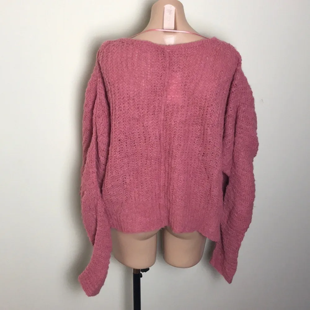 Free People Moonbeam V-Neck Sweater Prairie Rose - Image 4
