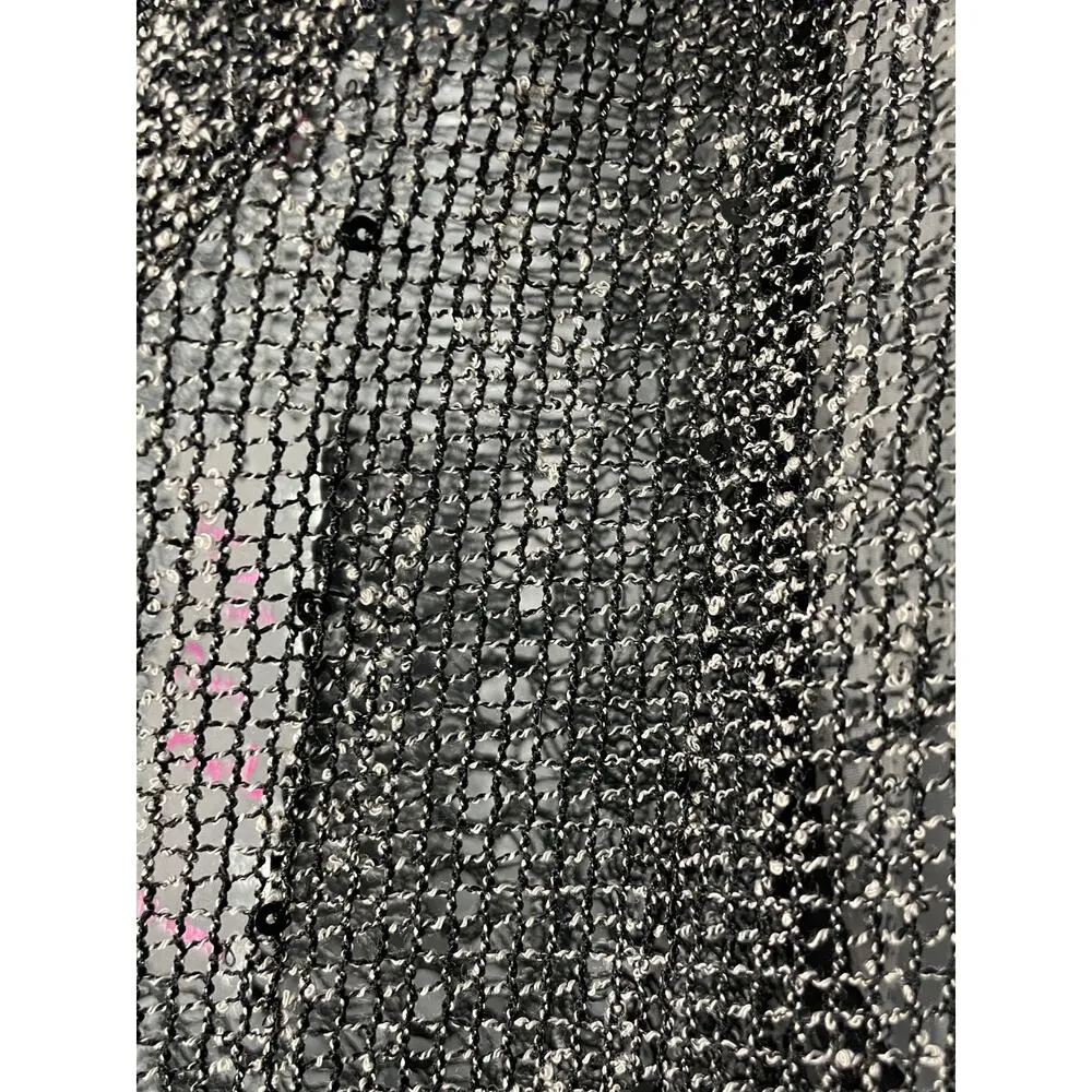 Pretty Angel Mesh Lace Sleeveless Draped Front Cover Up Duster Size S/M NEW Gray - Image 6