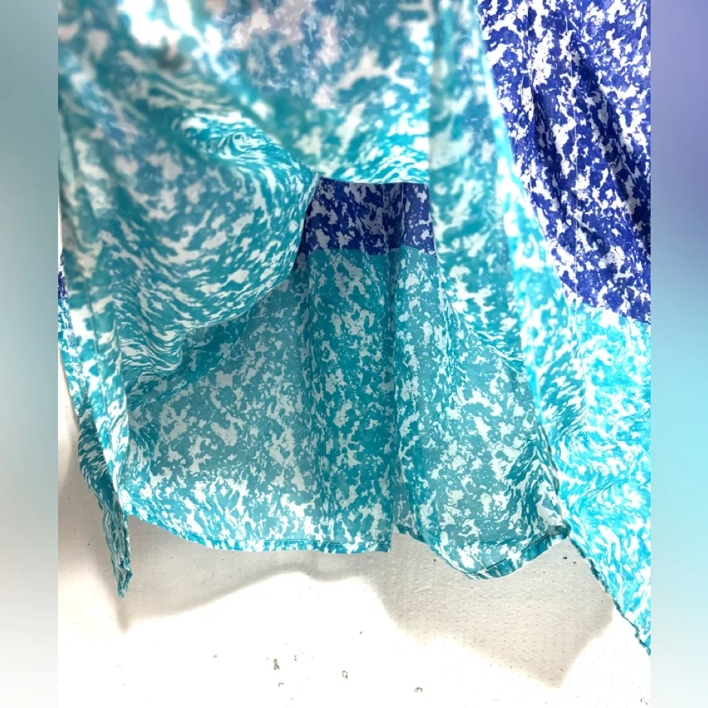 Echo OS XL Lightweight Cotton Blue and Teal Tunic Top - Image 4