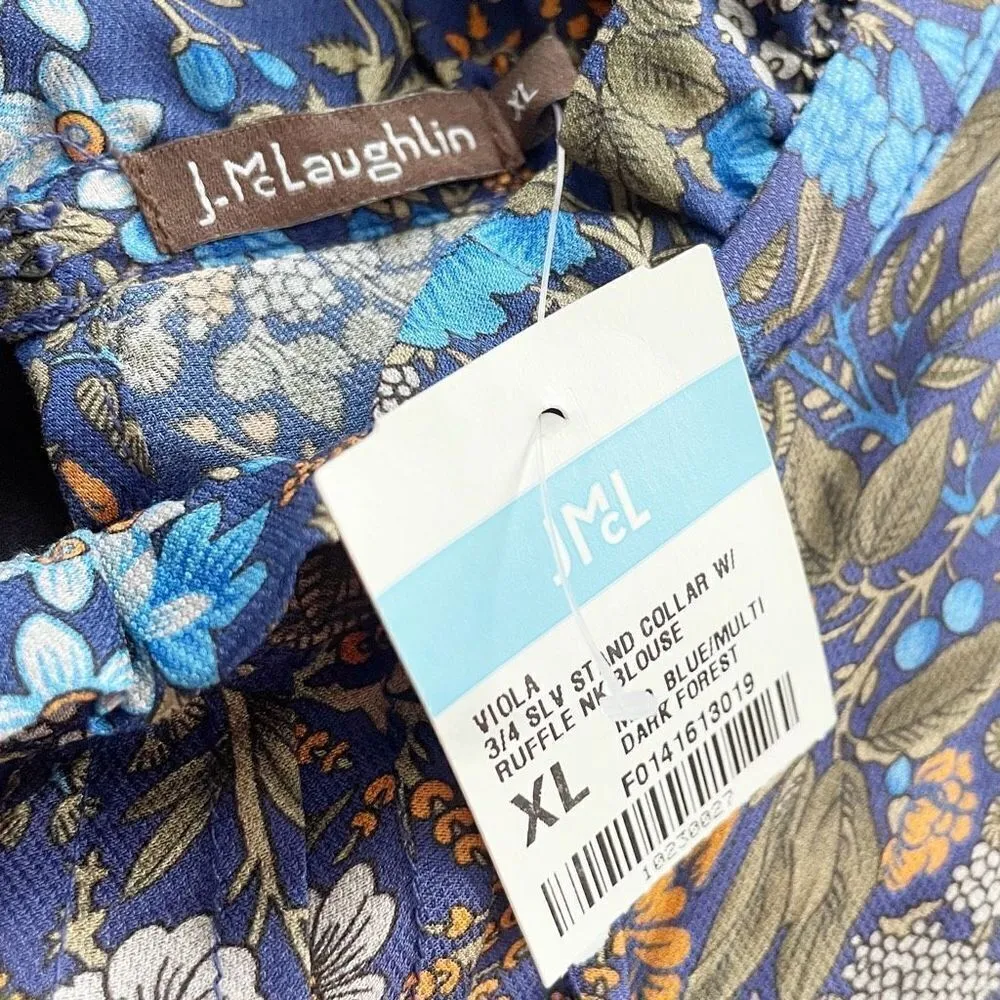 J. McLaughlin NWT Viola Silk Blouse Floral Size XL - Image 5