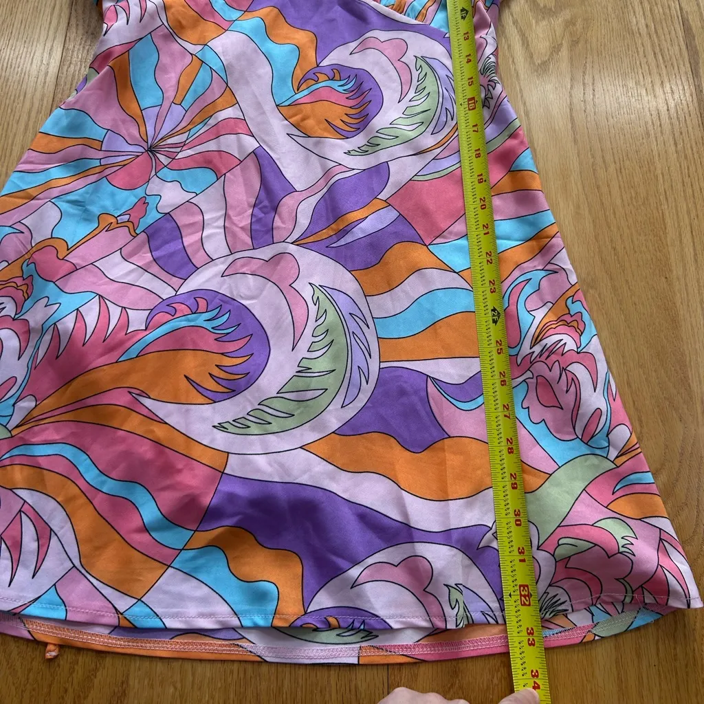 Princess Polly Nellie Mini Dress Pink Multi Size 12 70’s Party Retro Abstract - Image 10