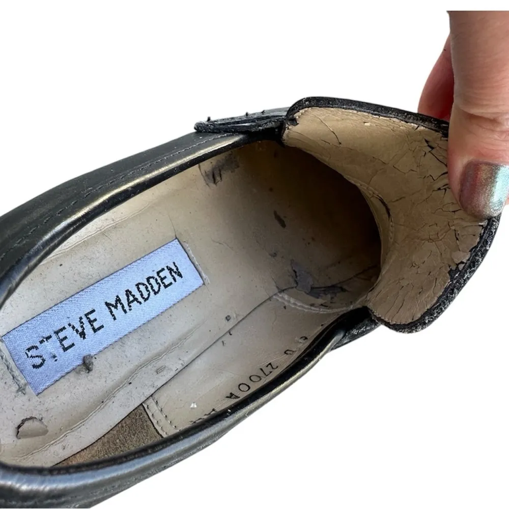 Y2K vintage Steve Madden chunky leather block heel loafers - Image 5