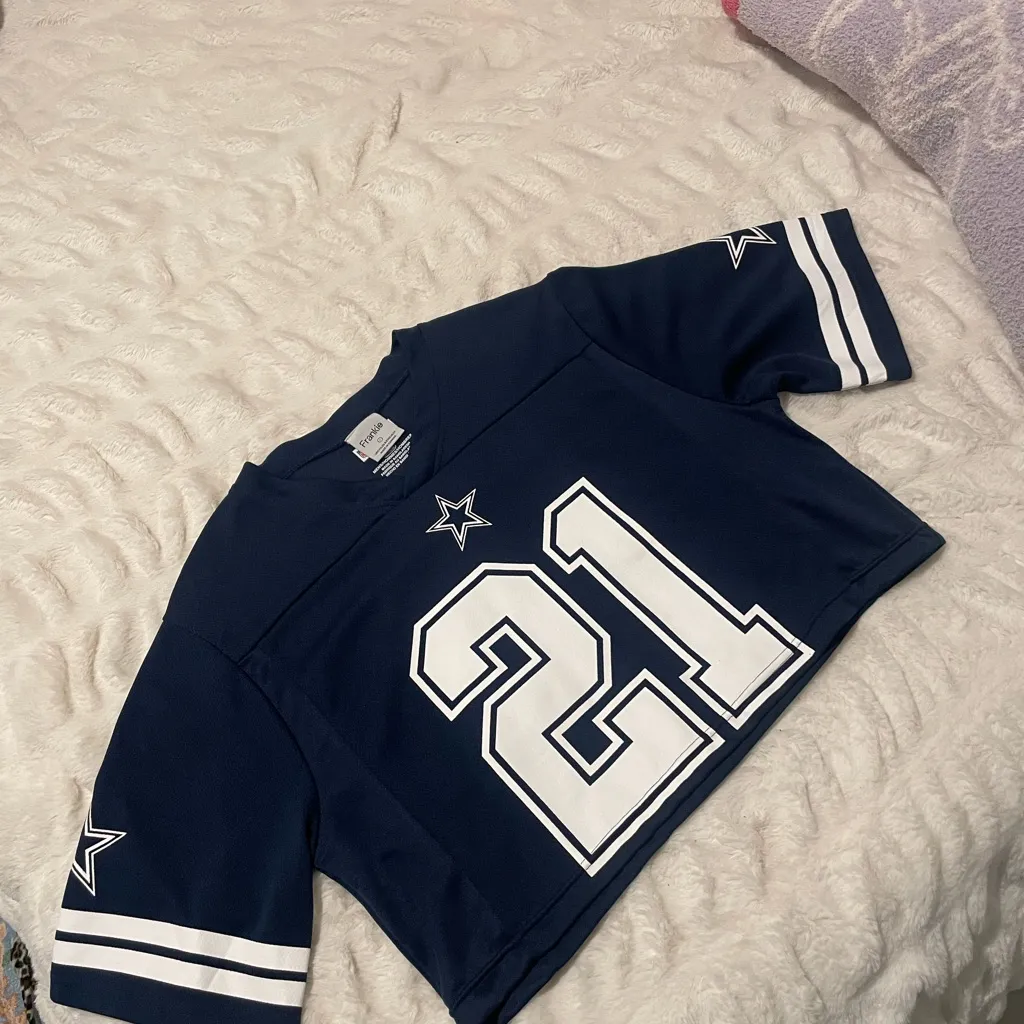 Reworked Cropped Cowboys Jersey Blue Size L - Image 2
