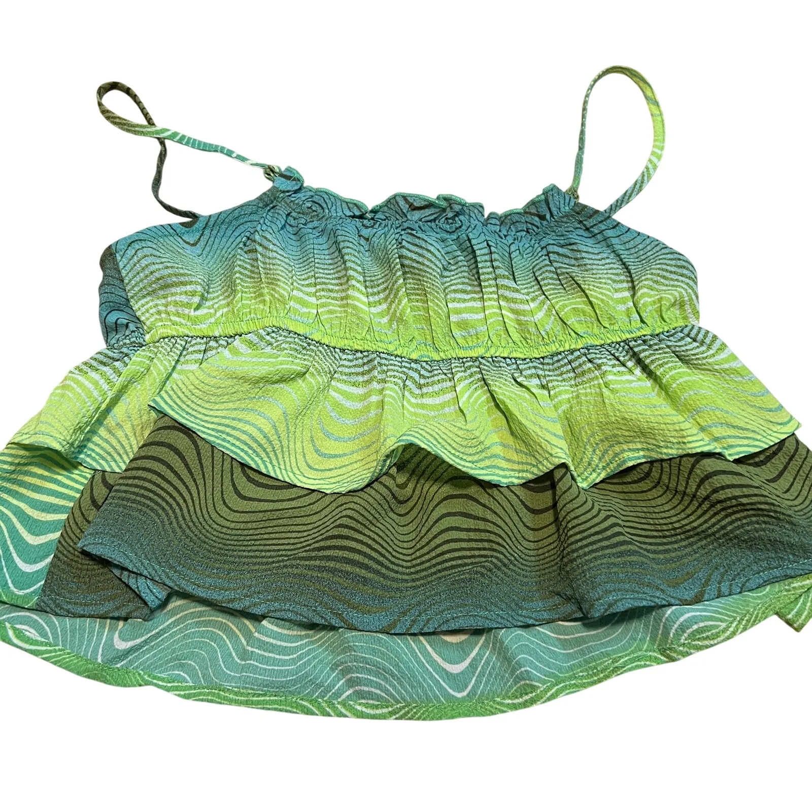 Wild Fable Women's Green Wave Print Tiered Tank Top - Size XL - NWT - Image 5