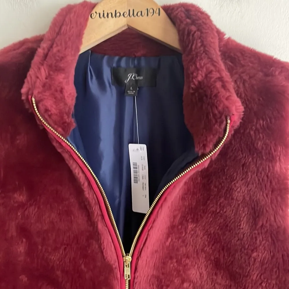 J.Crew Plush Fleece Excursion Vest Crimson Maple - Image 8