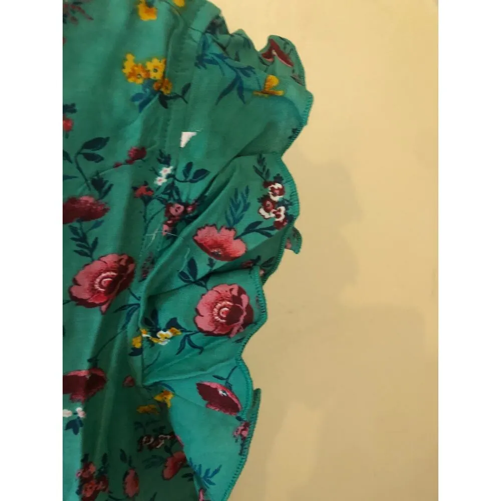 B.O.G. Collective Lottie & Holly Floral Green Ruffle Sleeve Dress - Size L - Image 7