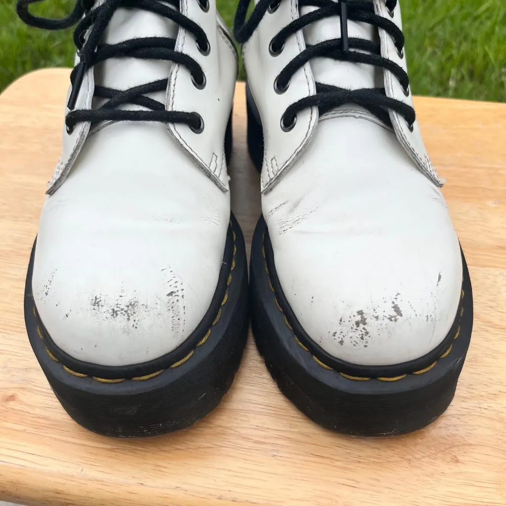 Dr. Martens Jadon White Chunky Leather Combat Boots Size 7M - Image 5