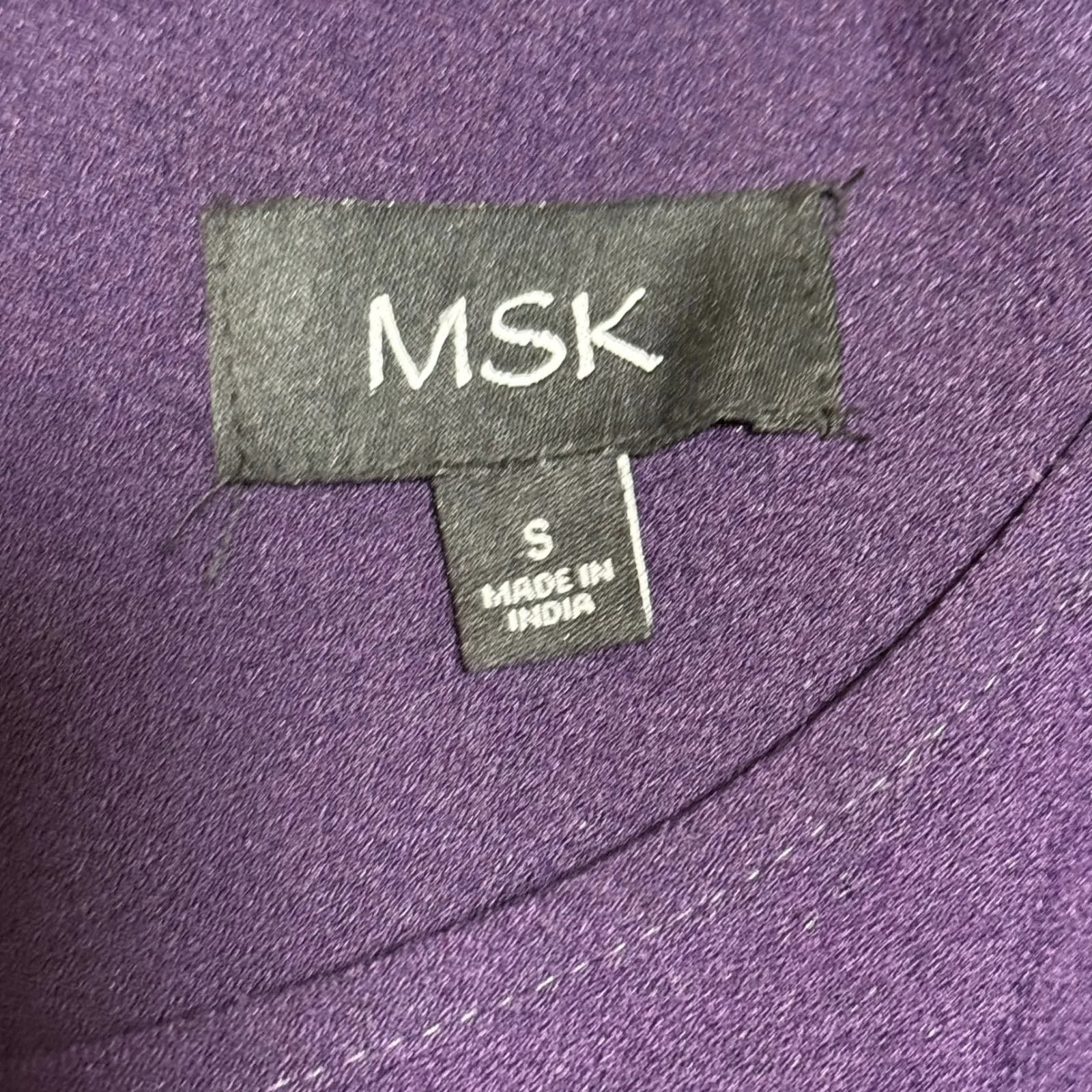 MSK Purple Long Sleeve Boat Neck Shift Dress with Tie Cuff Detail Size S - Image 4