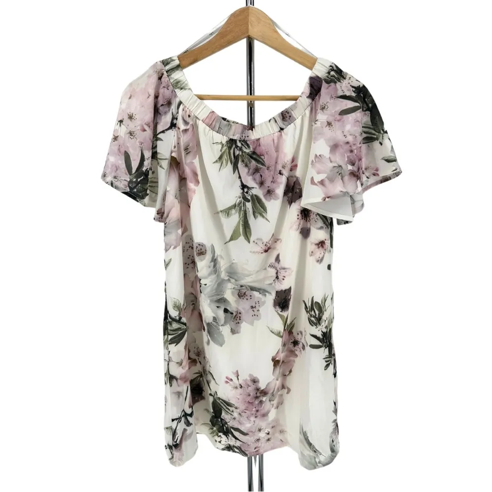 Lulu’s Dream of You Ivory Floral Print Off-the-Shoulder Shift Dress size S NWT - Image 4