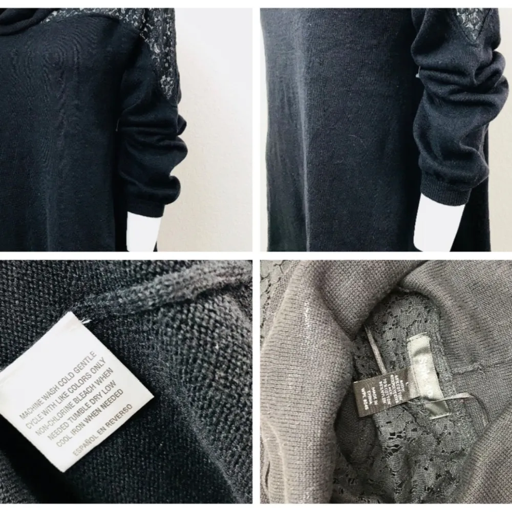 Style & Co Large Black Lace Sleeve Sweater Long - Image 8