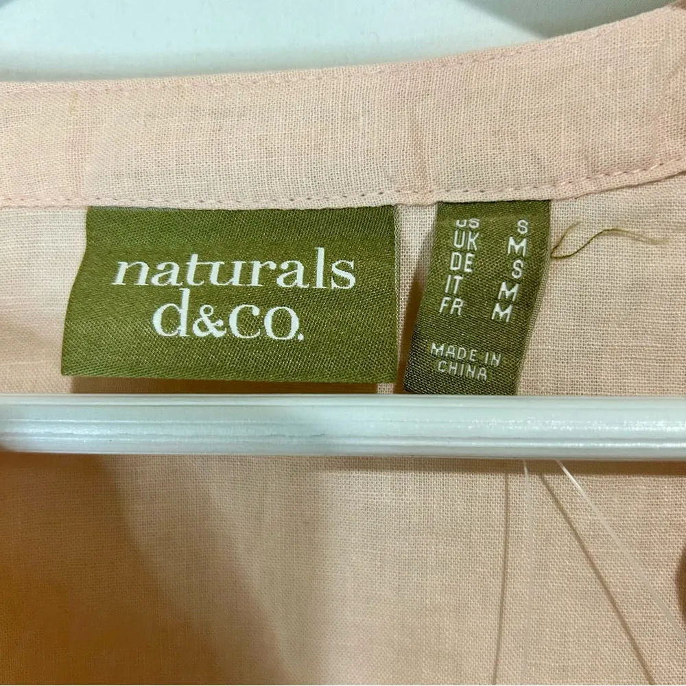 Denim & Co Naturals Women’s Linen Blend Top with Button Detail Blush Pink NWT Size M - Image 4